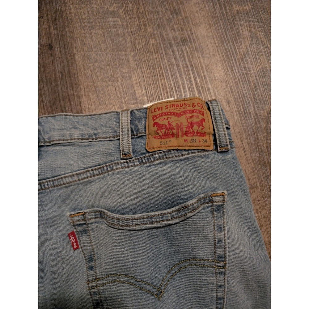 Levis 511 Slim Fit Mens 38/34 Lot of 2 Light Wash Ripped Distressed Denim Jeans - Picture 11 of 16